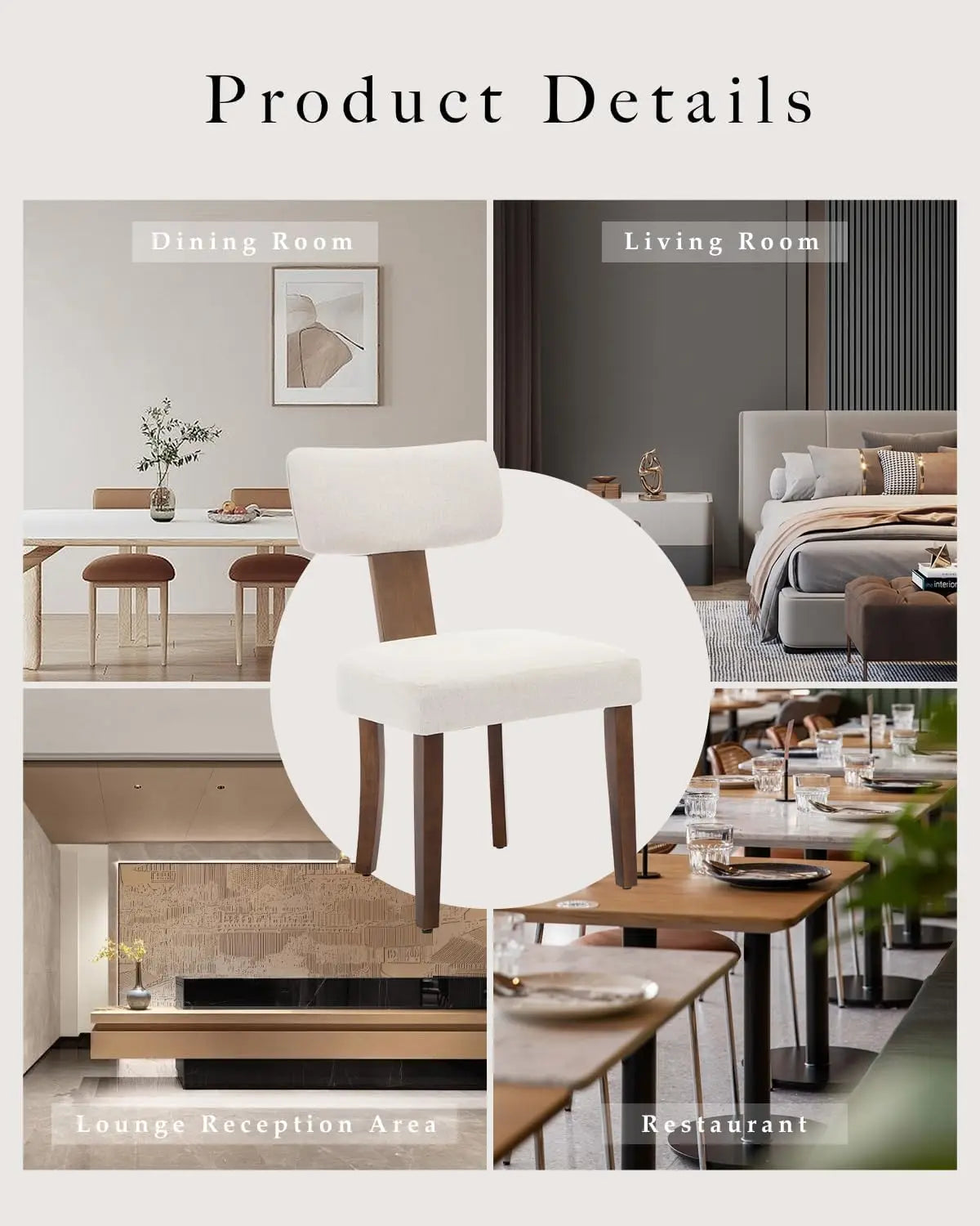 Conjunto de 2 Cadeiras de Jantar Modernas Estofadas, em Tecido de Linho, com Encosto Curvo e Estrutura em Madeira Maciça, Cadeiras Auxiliares para Sala de Estar, Escritório ou Quarto