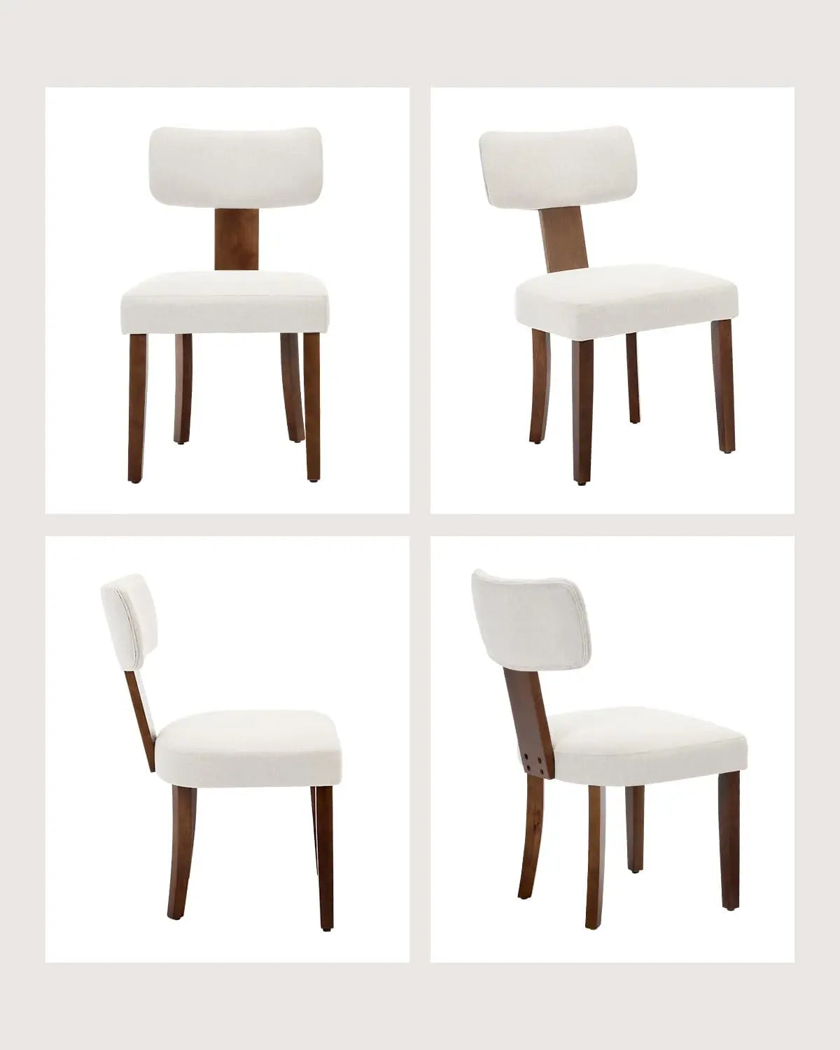 Conjunto de 2 Cadeiras de Jantar Modernas Estofadas, em Tecido de Linho, com Encosto Curvo e Estrutura em Madeira Maciça, Cadeiras Auxiliares para Sala de Estar, Escritório ou Quarto