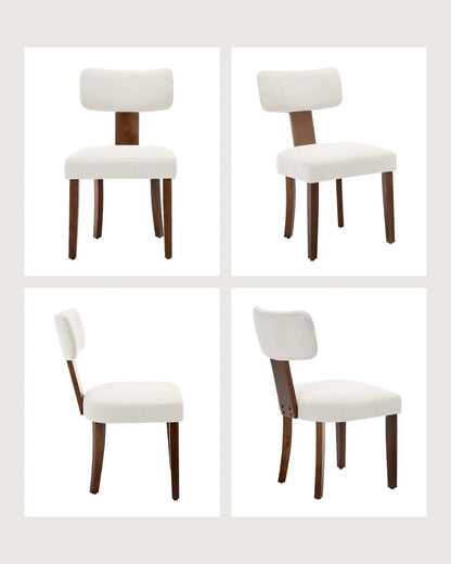 Conjunto de 2 Cadeiras de Jantar Modernas Estofadas, em Tecido de Linho, com Encosto Curvo e Estrutura em Madeira Maciça, Cadeiras Auxiliares para Sala de Estar, Escritório ou Quarto