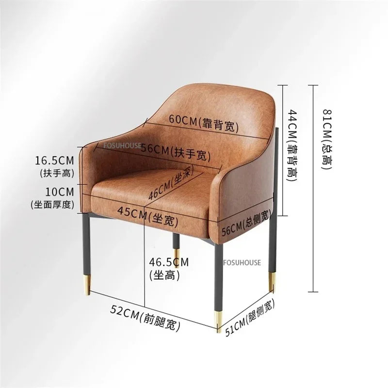 Light Luxury Dining Chair Nordic Furniture High-end Hotel Restaurant Chair Commercial Reception Desk Chair Living Room Armchair