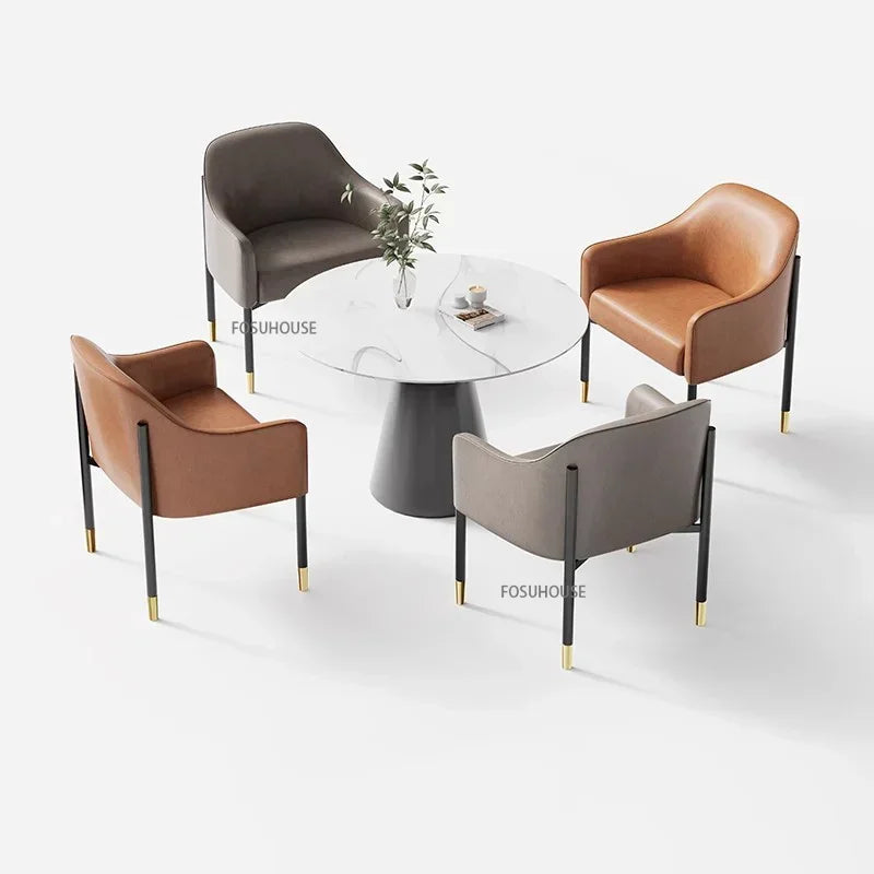 Light Luxury Dining Chair Nordic Furniture High-end Hotel Restaurant Chair Commercial Reception Desk Chair Living Room Armchair