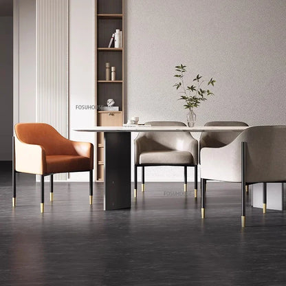 Light Luxury Dining Chair Nordic Furniture High-end Hotel Restaurant Chair Commercial Reception Desk Chair Living Room Armchair