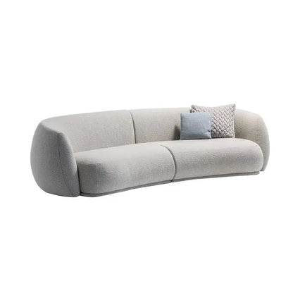 Sofá Curvo Branco de Estilo Italiano para Sala – Design Moderno Minimalista em Tecido, 3 a 4 Lugares